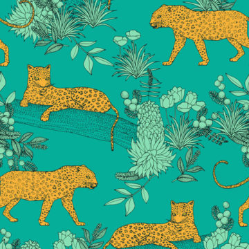 Custom Fabric 'Serengeti Leopards Ocean' by Cecilia Mok