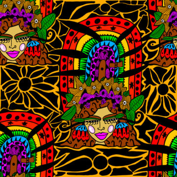 Custom Fabric 'Spiky Rainbow' by Antayjo Art (Ang Watson)