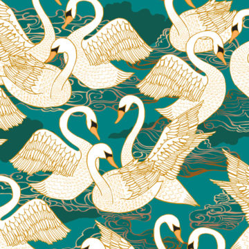 Custom Fabric 'Swans Teal' by Cecilia Mok