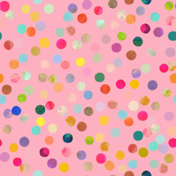 small colourful polka dots painted onto a pink background for a custom textile design by Cecilia Mok