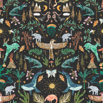 Custom Fabric 'The Kingdoms Black' by Esther Fallon Lau 