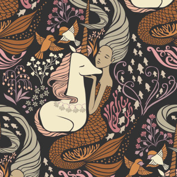 Custom Fabric 'The Mermaid and the Unicorn Sargasso' by Cecilia Mok
