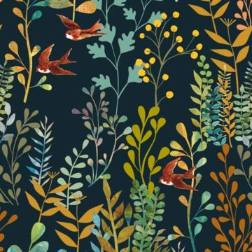Custom Fabric 'The Wild Garden Night' by Cecilia Mok