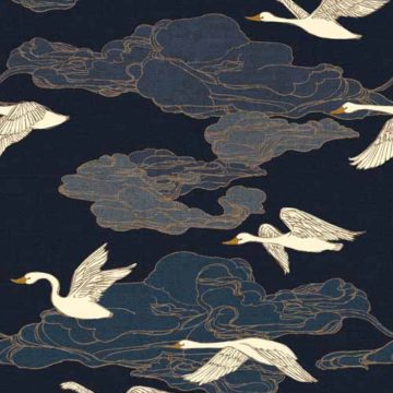 Custom Fabric 'The Wild Swans Midnight' by Cecilia Mok