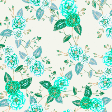 Custom Fabric 'Briar Roses Aqua Turquoise Vanilla' by Thistle and Fox