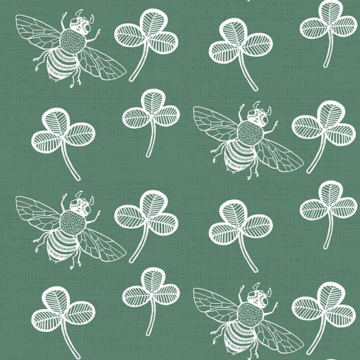 Custom Fabric 'Clover and Bee Enamel Green Linen' by Thistle and Fox