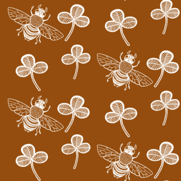 Custom Fabric 'Clover and Bee Chestnut' by Thistle and Fox