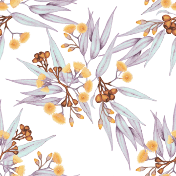 Custom Fabric 'Eucalyptus Golden Copper Silver Leaves' by Thistle and Fox