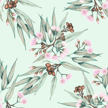 Custom Fabric 'Eucalyptus Pale Green Lilac Blossoms' by Thistle and Fox