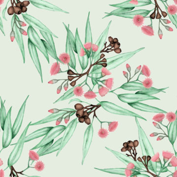 Custom Fabric 'Eucalytus Gumnuts Pastel Pink Chalk Green' by Thistle and Fox