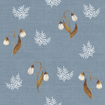 Custom Fabric 'Feathery Fern Blue Grey Linen' by Thistle and Fox