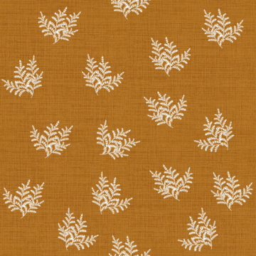 Custom Fabric 'Feathery Fern II Rust Orange Linen' by 