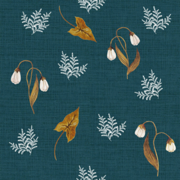 Custom Fabric 'Feathery Fern and Lily Dark Teal' by Thistle and Fox