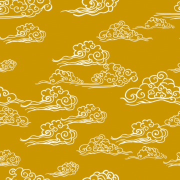 Custom Fabric 'Floating Away Golden Mustard' by Thistle and Fox