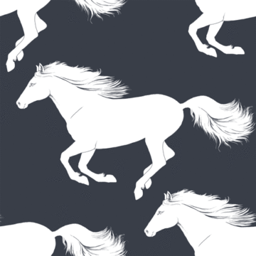 Custom Fabric 'Galloping Pony Charcoal' by Thistle and Fox
