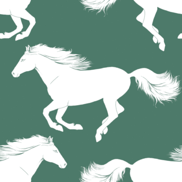 Custom Fabric 'Galloping Pony Dusty Green' by Thistle and Fox