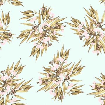 Custom Fabric 'Gumnuts Ditsy Olive Pale Pink' by Thistle and Fox