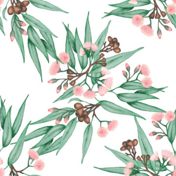Custom Fabric 'Gumnuts Pink Blush Dark Green' by Thistle and Fox