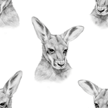 Custom Fabric 'Kangaroo Joey on White' by Thistle and Fox