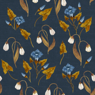 Custom Fabric 'Lilly and Morning Glory on Dark Denim' by Thistle and Fox