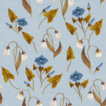 Custom Fabric 'Lilly and Morning Glory on Pale Blue' by Thistle and Fox