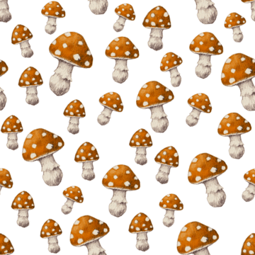 Custom Fabric 'Magical Mushrooms Deep Orange' by Thistle and Fox