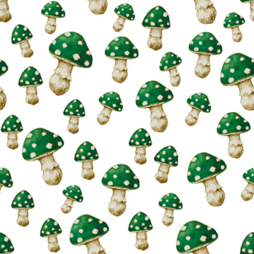 Custom Fabric 'Magical Mushrooms Green' by Thistle and Fox