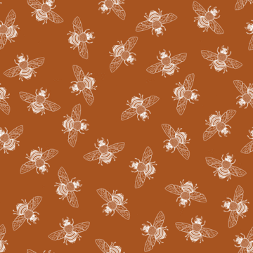 Custom Fabric 'More Ditsy Bees White on Rust' by Thistle and Fox
