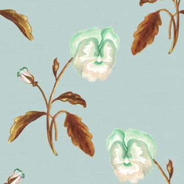 Custom Fabric 'Pansy Bronze on Vintage Blue Green Linen' by Thistle and Fox
