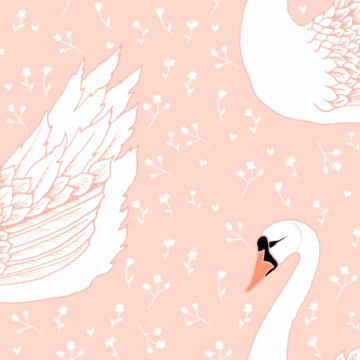 Custom Fabric 'Swan on Soft Peach' by Thistle and Fox
