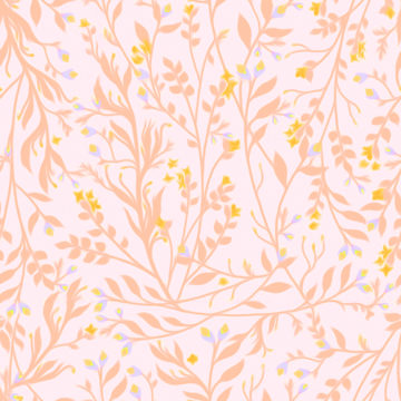 Custom Fabric 'Tangled Floral Soft Peach Gold and Periwinkle' by Thistle and Fox