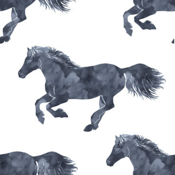Custom Fabric 'Watercolour Pony Charcoal' by Thistle and Fox