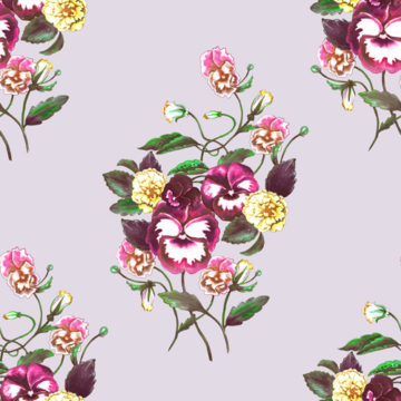 Custom Fabric 'Watercolour Pansy Burgundy Lavender Grey' by Thistle and Fox