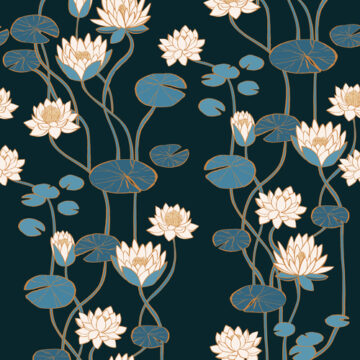 Custom Fabric 'Waterlily Nouveau' by Cecilia Mok