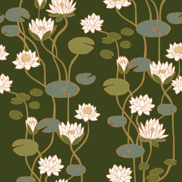 Custom Fabric 'Waterlily Nouveau Pond' by Cecilia Mok