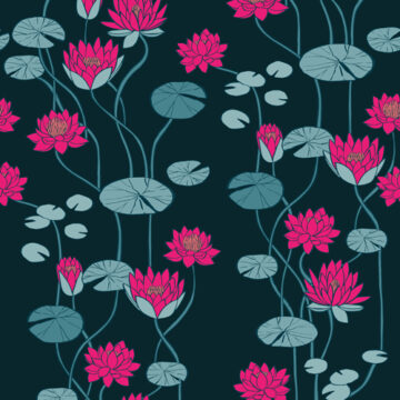 Custom Fabric 'Waterlily Nouveau Spell' by Cecilia Mok