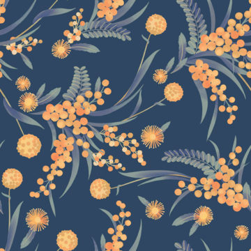 Custom Fabric 'Wattle Repeat Brown Teal' by Eloise Short Design