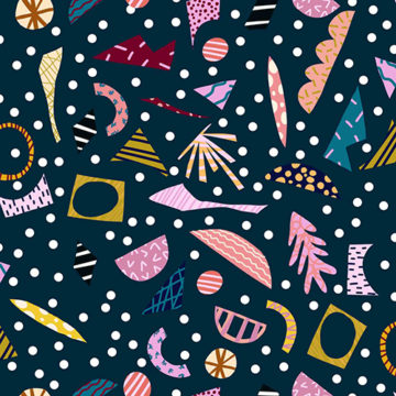 Custom Fabric 'Shape Exploration Navy' by Whimsy Kaleidoscope