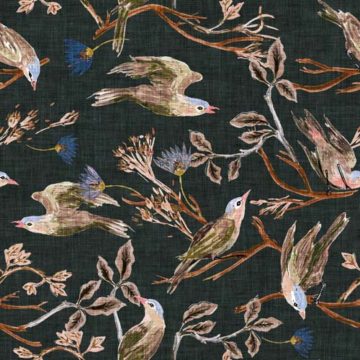 Custom Fabric 'Wings of Posey Cobolt' by Esther Fallon Lau 