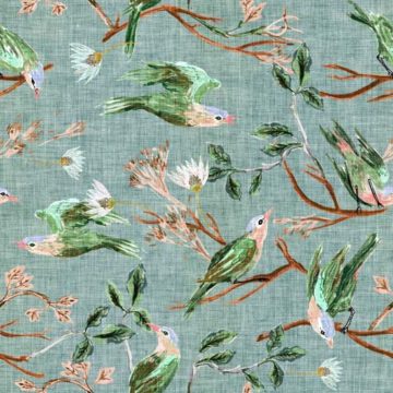 Custom Fabric 'Wings of Posey Green' by Esther Fallon Lau 