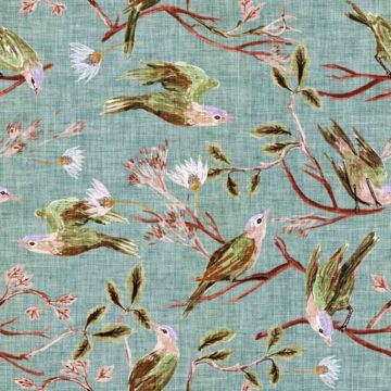 Custom Fabric 'Wings of Posey Olive' by Esther Fallon Lau 