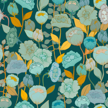 Custom Fabric 'Wonderland Flowers Blue' by Cecilia Mok
