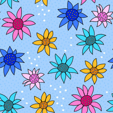 Custom Fabric 'Flannel Flower Blue' by Zonkt - by Kim Spiteri