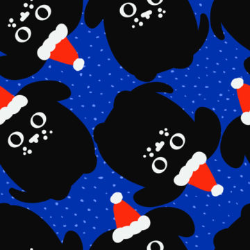 Custom Fabric 'Zonkt Merry Pup-mas Black Navy' by Zonkt - by Kim Spiteri