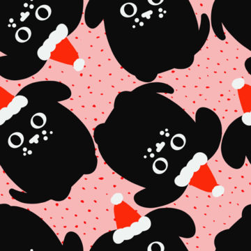 Custom Fabric 'Merry Pup-mas Black Pink' by Zonkt - by Kim Spiteri
