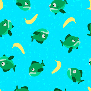 Custom Fabric 'Piranhas-n-Bananas' by Zonkt - by Kim Spiteri