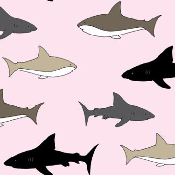 Custom Fabric 'Pinky Sharks' by Angie Hollister