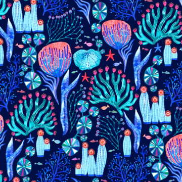 Custom Fabric 'Bloom Lagoon Navy' by Lordy Dordie