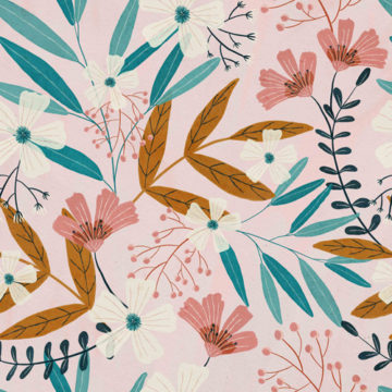 Custom Fabric 'Gouache Flowers Light' by Mel Armstrong