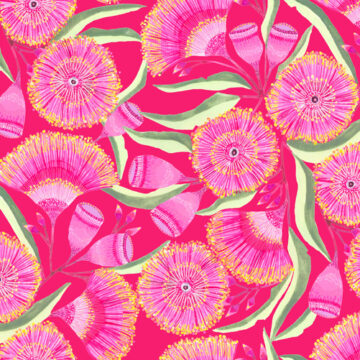 Custom Fabric 'Gum Blossoms Magenta' by Lordy Dordie